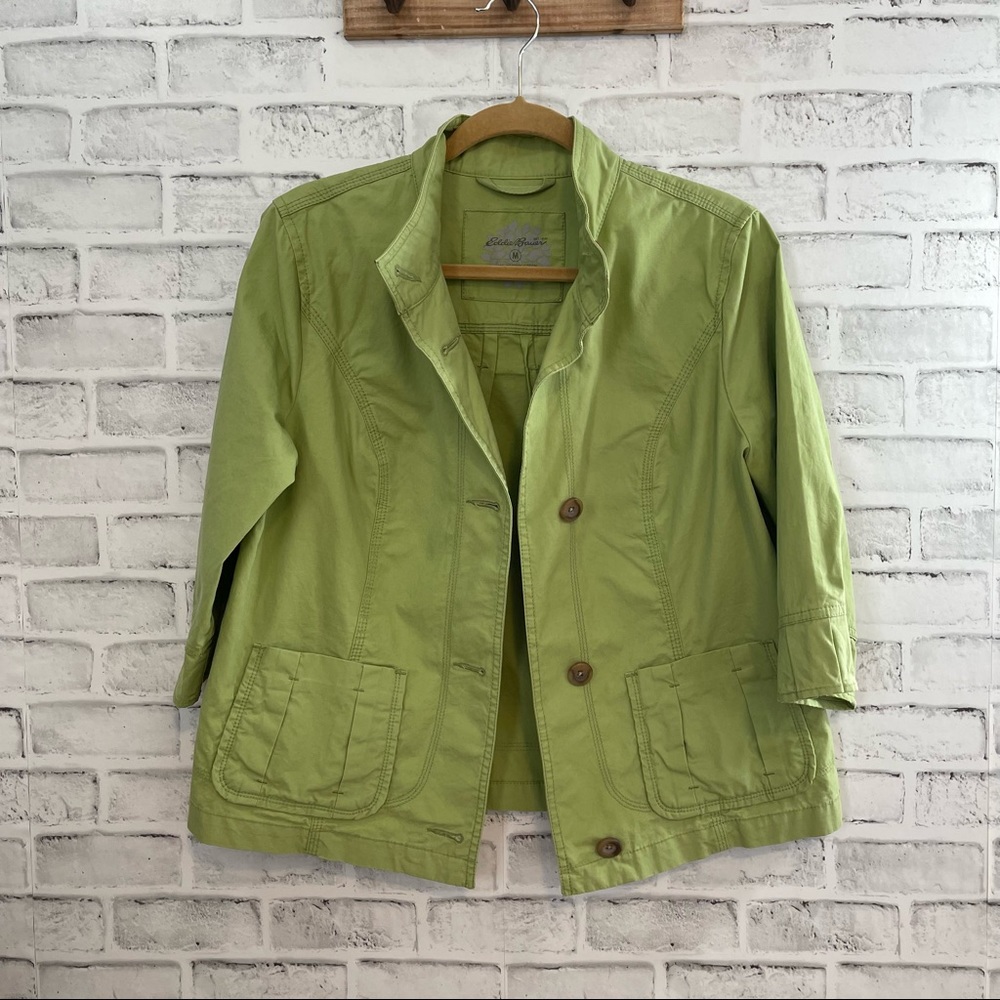 Eddie Bauer Spring Green 3/4 Sleeve Jacket Blazer MEDIUM #WB326